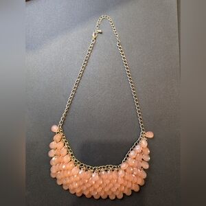 Vintage Gold Necklace with Pink Beads